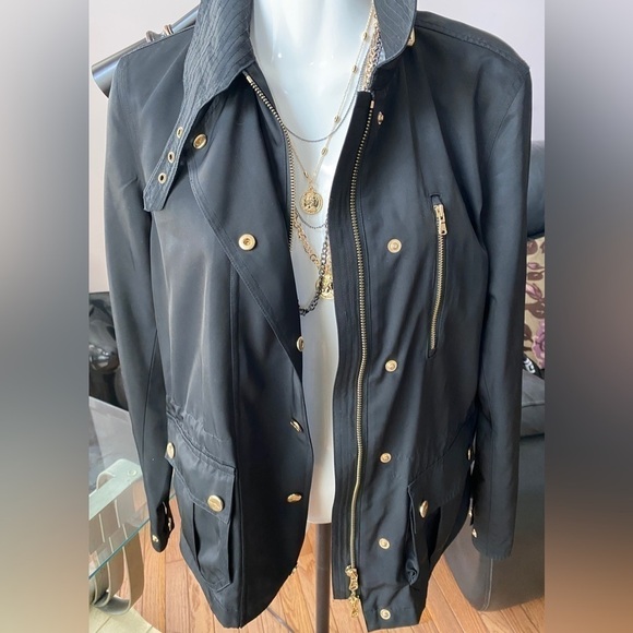 LAUREN Ralph Lauren golden logo branded hardware coat jacket black Sz US S - Picture 4 of 17